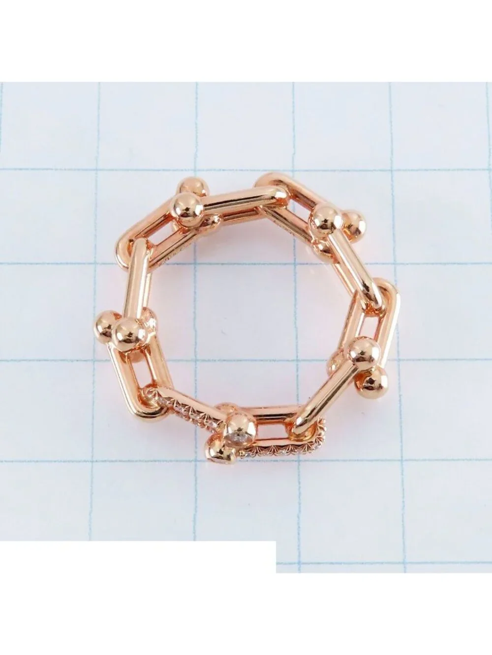 Tiffany & Co Ring Pink Gold 18k Diamond Small Link Rose